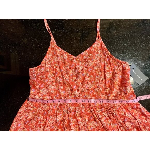 Market & Melrose Orange Floral Romper V-Neck Pockets Side Zipper Large NWT - Picture 10 of 15